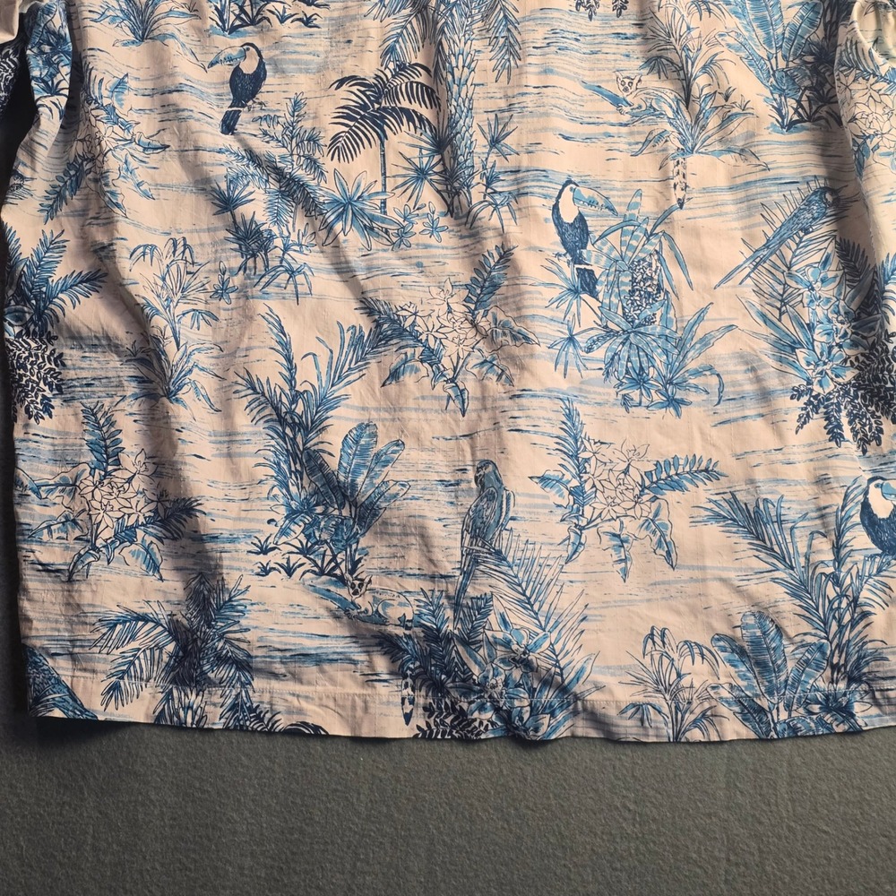 Tommy Bahama Mens 2XLB Blue White Silk Tropical Parrot Toucan Camp Shirt 2XL Big - Picture 14 of 15